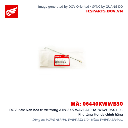 Nan hoa trước trong A11x183.5 WAVE ALPHA, WAVE RSX 110 - Phụ tùng Honda chính hãng
