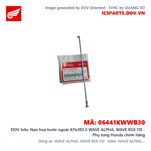 Nan hoa trước ngoài A11x183.5 WAVE ALPHA, WAVE RSX 110 - Phụ tùng Honda chính hãng