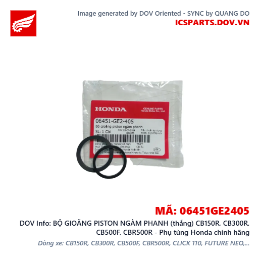 BỘ GIOĂNG PISTON NGÀM PHANH (thắng) CB150R, CB300R, CB500F, CBR500R - Phụ tùng Honda chính hãng