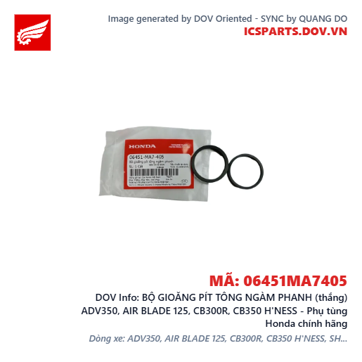 BỘ GIOĂNG PÍT TÔNG NGÀM PHANH (thắng) ADV350, AIR BLADE 125, CB300R, CB350 H'NESS - Phụ tùng Honda chính hãng