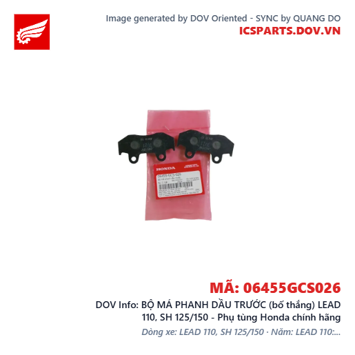 BỘ MÁ PHANH DẦU TRƯỚC (bố thắng) LEAD 110, SH 125/150 - Phụ tùng Honda chính hãng