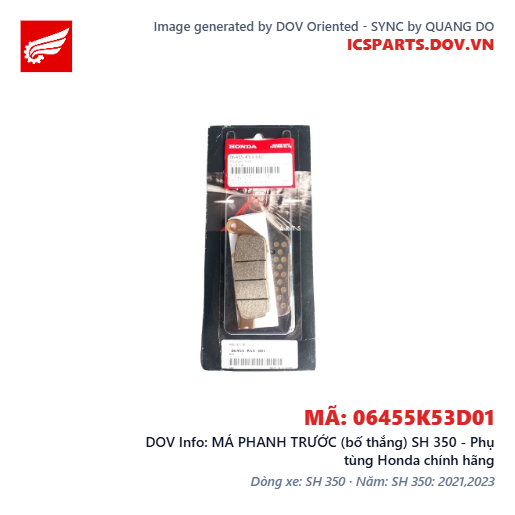 MÁ PHANH TRƯỚC (bố thắng) SH 350 - Phụ tùng Honda chính hãng
