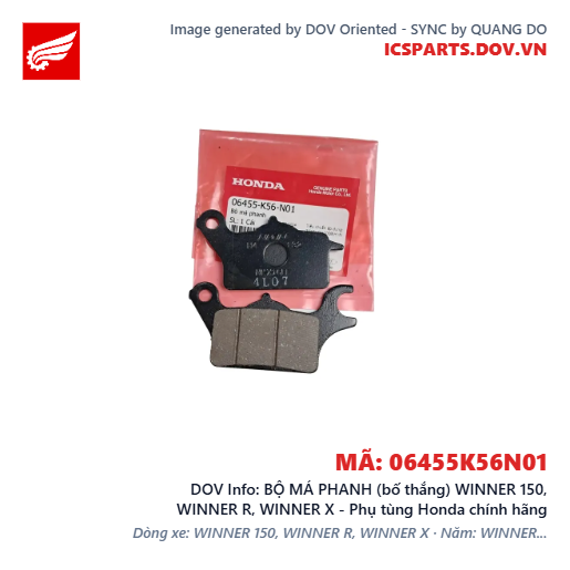 BỘ MÁ PHANH (bố thắng) WINNER 150, WINNER R, WINNER X - Phụ tùng Honda chính hãng