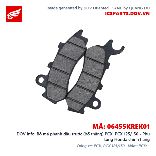 Bộ má phanh dầu trước (bố thắng) PCX, PCX 125/150 - Phụ tùng Honda chính hãng