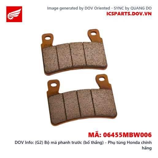 (G2) Bộ má phanh trước (bố thắng) - Phụ tùng Honda chính hãng
