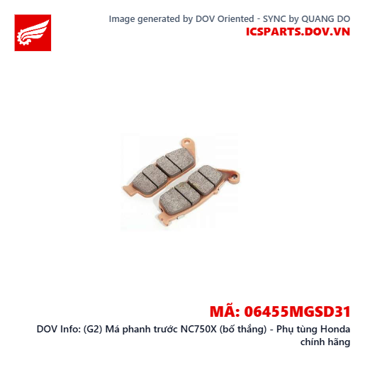 (G2) Má phanh trước NC750X (bố thắng) - Phụ tùng Honda chính hãng