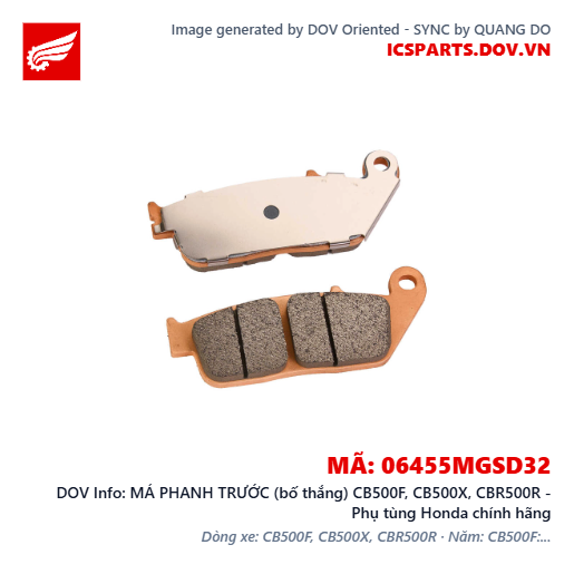 MÁ PHANH TRƯỚC (bố thắng) CB500F, CB500X, CBR500R - Phụ tùng Honda chính hãng