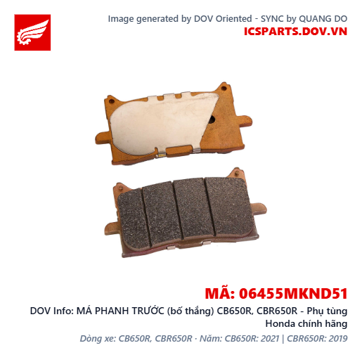 MÁ PHANH TRƯỚC (bố thắng) CB650R, CBR650R - Phụ tùng Honda chính hãng