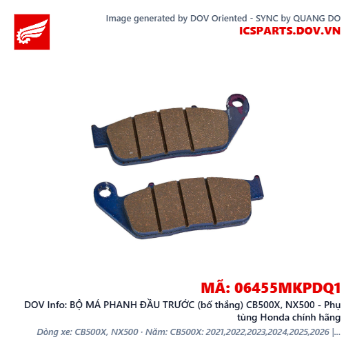 BỘ MÁ PHANH ĐẦU TRƯỚC (bố thắng) CB500X, NX500 - Phụ tùng Honda chính hãng