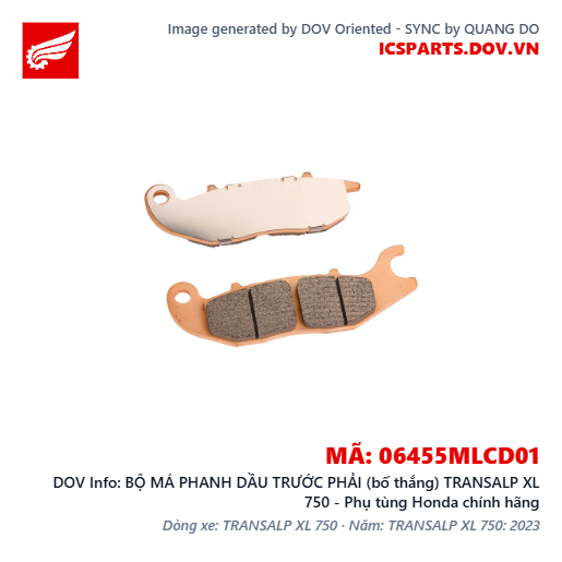 BỘ MÁ PHANH DẦU TRƯỚC PHẢI (bố thắng) TRANSALP XL 750 - Phụ tùng Honda chính hãng