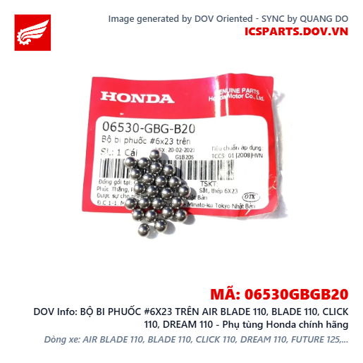 BỘ BI PHUỐC #6X23 TRÊN AIR BLADE 110, BLADE 110, CLICK 110, DREAM 110 - Phụ tùng Honda chính hãng