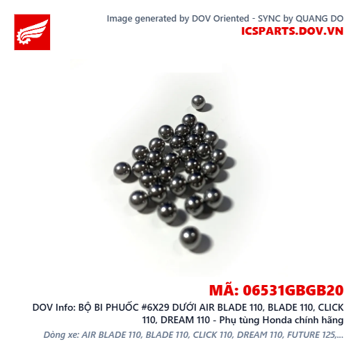BỘ BI PHUỐC #6X29 DƯỚI AIR BLADE 110, BLADE 110, CLICK 110, DREAM 110 - Phụ tùng Honda chính hãng