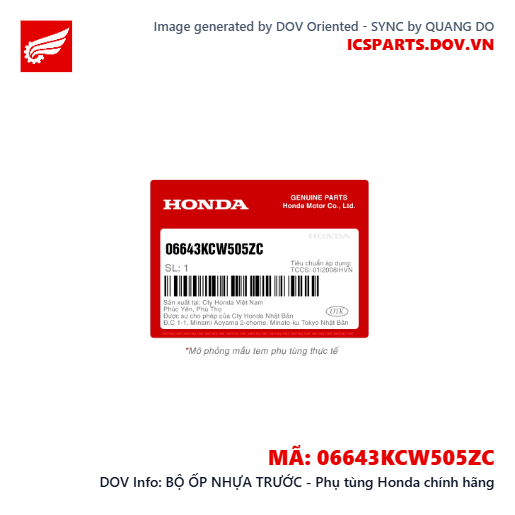 BỘ ỐP NHỰA TRƯỚC - Phụ tùng Honda chính hãng
