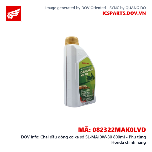 Chai dầu động cơ xe số SL-MA10W-30 800ml - Phụ tùng Honda chính hãng