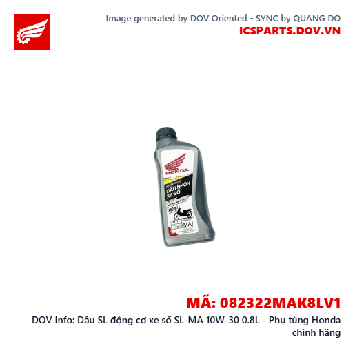 Dầu SL động cơ xe số SL-MA 10W-30 0.8L - Phụ tùng Honda chính hãng