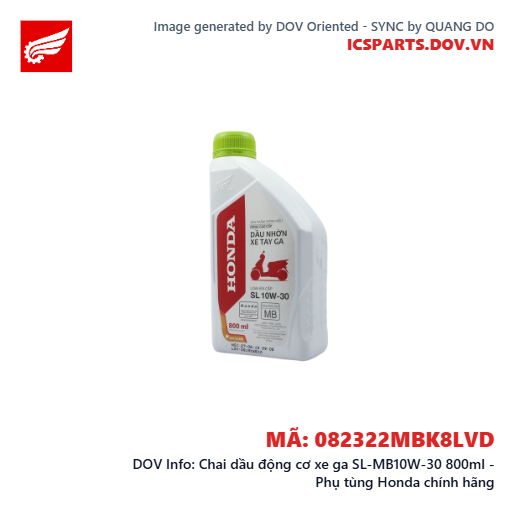 Chai dầu động cơ xe ga SL-MB10W-30 800ml - Phụ tùng Honda chính hãng