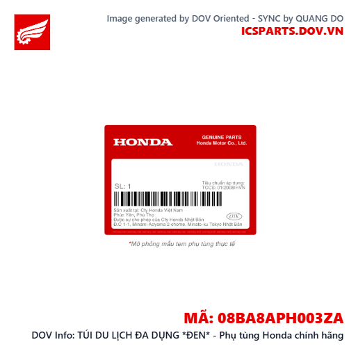 TÚI DU LỊCH ĐA DỤNG *ĐEN* - Phụ tùng Honda chính hãng