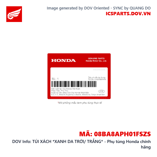 TÚI XÁCH *XANH DA TRỜI/ TRẮNG* - Phụ tùng Honda chính hãng