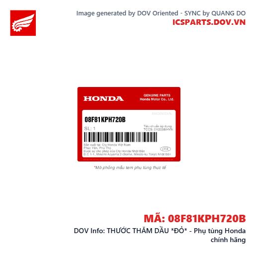 THƯỚC THĂM DẦU *ĐỎ* - Phụ tùng Honda chính hãng