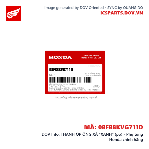 THANH ỐP ỐNG XẢ *XANH* (pô) - Phụ tùng Honda chính hãng