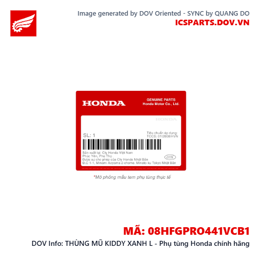 THÙNG MŨ KIDDY XANH L - Phụ tùng Honda chính hãng