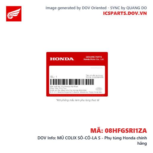 MŨ COLIX SÔ-CÔ-LA S - Phụ tùng Honda chính hãng