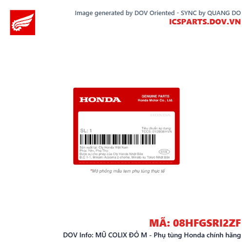 MŨ COLIX ĐỎ M - Phụ tùng Honda chính hãng