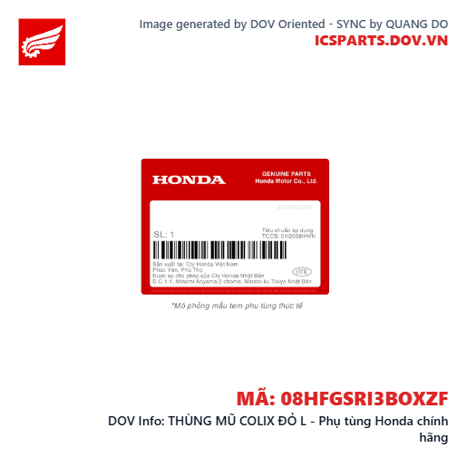 THÙNG MŨ COLIX ĐỎ L - Phụ tùng Honda chính hãng