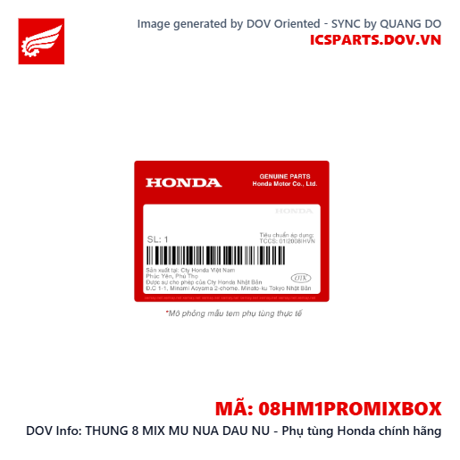 THUNG 8 MIX MU NUA DAU NU - Phụ tùng Honda chính hãng