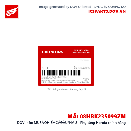 MŨBẢOHIỂMCẢĐẦU*NÂU - Phụ tùng Honda chính hãng