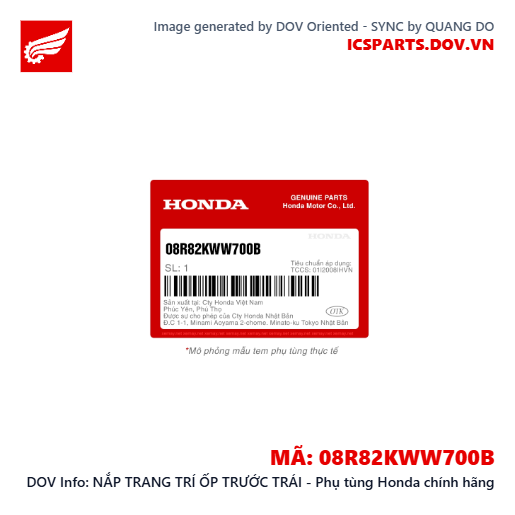 NẮP TRANG TRÍ ỐP TRƯỚC TRÁI - Phụ tùng Honda chính hãng
