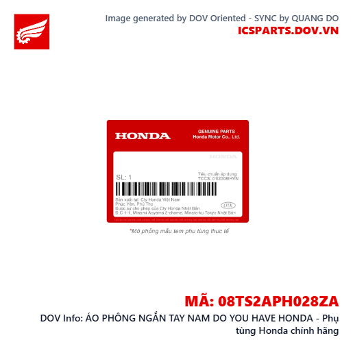 ÁO PHÔNG NGẮN TAY NAM DO YOU HAVE HONDA - Phụ tùng Honda chính hãng