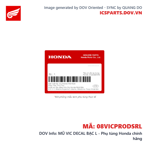 MŨ VIC DECAL BẠC L - Phụ tùng Honda chính hãng