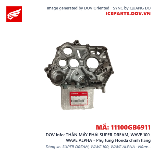 THÂN MÁY PHẢI SUPER DREAM, WAVE 100, WAVE ALPHA - Phụ tùng Honda chính hãng