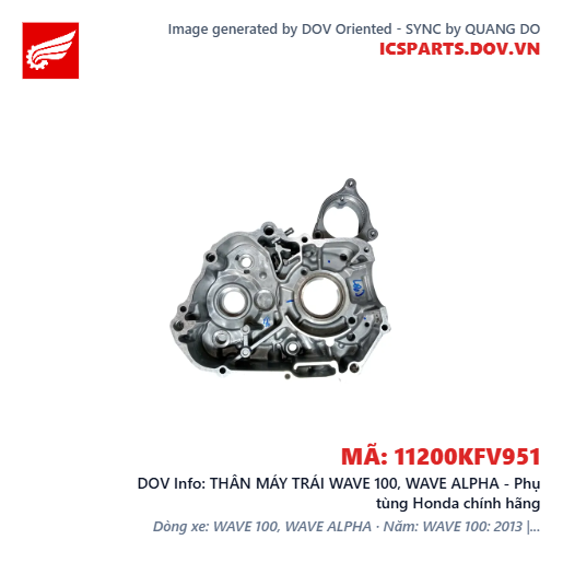 THÂN MÁY TRÁI WAVE 100, WAVE ALPHA - Phụ tùng Honda chính hãng