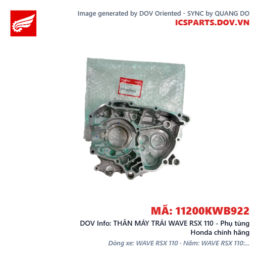 THÂN MÁY TRÁI WAVE RSX 110 - Phụ tùng Honda chính hãng