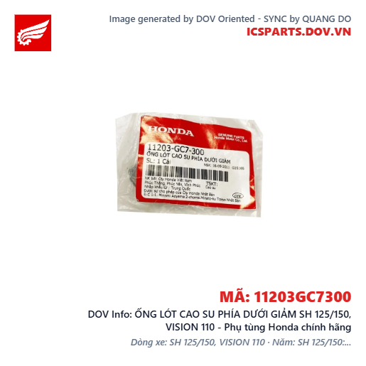ỐNG LÓT CAO SU PHÍA DƯỚI GIẢM SH 125/150, VISION 110 - Phụ tùng Honda chính hãng