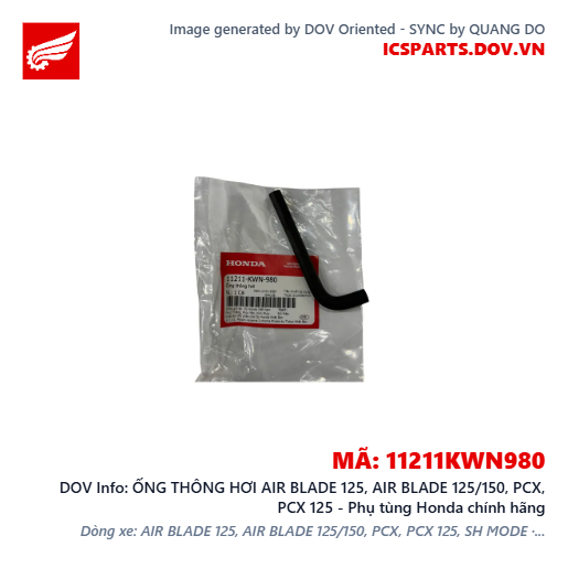 ỐNG THÔNG HƠI AIR BLADE 125, AIR BLADE 125/150, PCX, PCX 125 - Phụ tùng Honda chính hãng