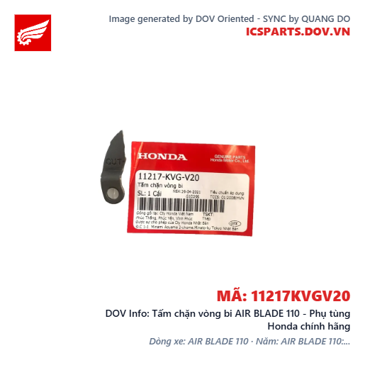 Tấm chặn vòng bi AIR BLADE 110 - Phụ tùng Honda chính hãng