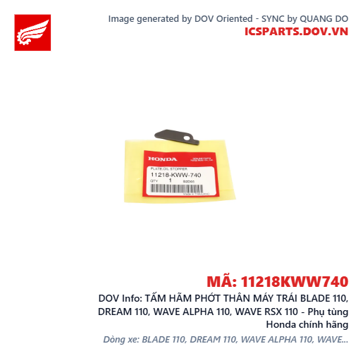TẤM HÃM PHỚT THÂN MÁY TRÁI BLADE 110, DREAM 110, WAVE ALPHA 110, WAVE RSX 110 - Phụ tùng Honda chính hãng