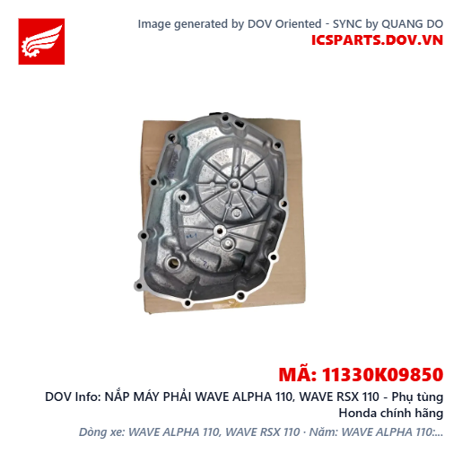 NẮP MÁY PHẢI WAVE ALPHA 110, WAVE RSX 110 - Phụ tùng Honda chính hãng