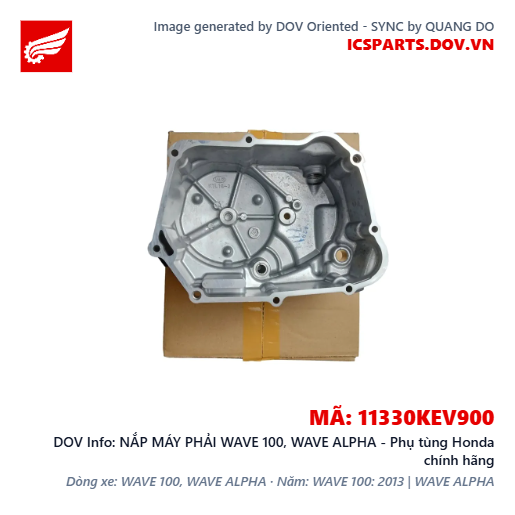 NẮP MÁY PHẢI WAVE 100, WAVE ALPHA - Phụ tùng Honda chính hãng