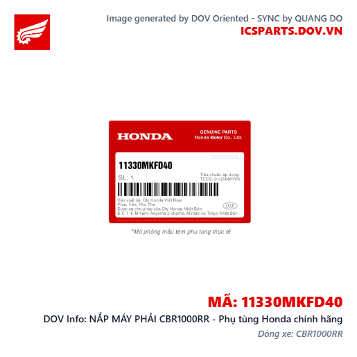 NẮP MÁY PHẢI CBR1000RR - Phụ tùng Honda chính hãng