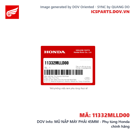 MŨ NẮP MÁY PHẢI 45MM - Phụ tùng Honda chính hãng
