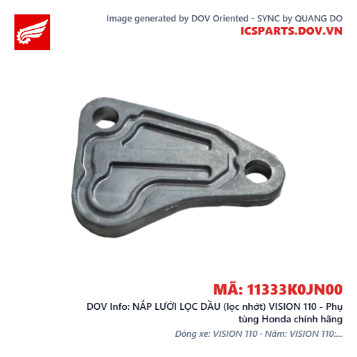 NẮP LƯỚI LỌC DẦU (lọc nhớt) VISION 110 - Phụ tùng Honda chính hãng