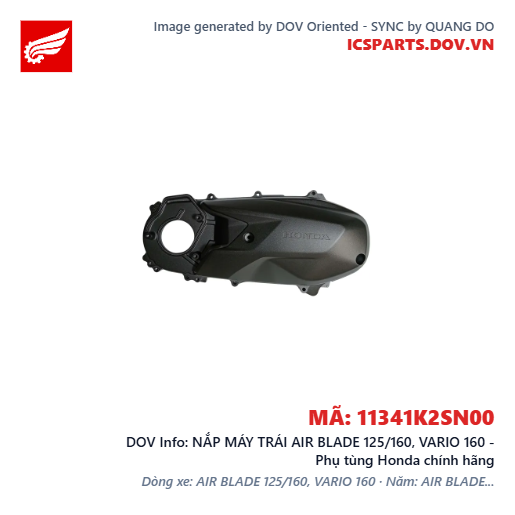 NẮP MÁY TRÁI AIR BLADE 125/160, VARIO 160 - Phụ tùng Honda chính hãng