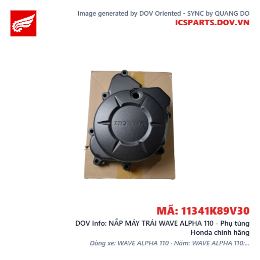 NẮP MÁY TRÁI WAVE ALPHA 110 - Phụ tùng Honda chính hãng