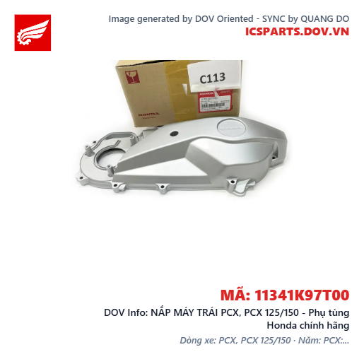 NẮP MÁY TRÁI PCX, PCX 125/150 - Phụ tùng Honda chính hãng