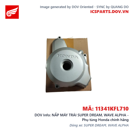 NẮP MÁY TRÁI SUPER DREAM, WAVE ALPHA - Phụ tùng Honda chính hãng