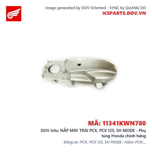 NẮP MÁY TRÁI PCX, PCX 125, SH MODE - Phụ tùng Honda chính hãng